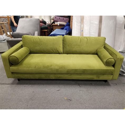 Upholstered Apple Green Velour Sofa Image 7 Of 7 Sofa Images Green