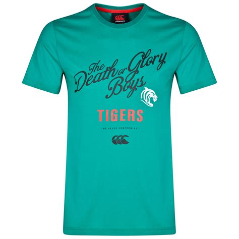 Leicester Tigers Death Or Glory Boys T Shirt Dk Green