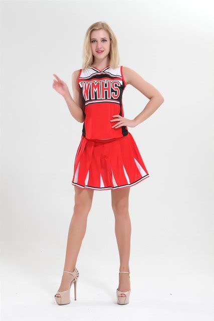 Free Shipping S 3xl Ladies Costume Fancy Dress Up Red Cheerleader Glee Cheerleader Costume