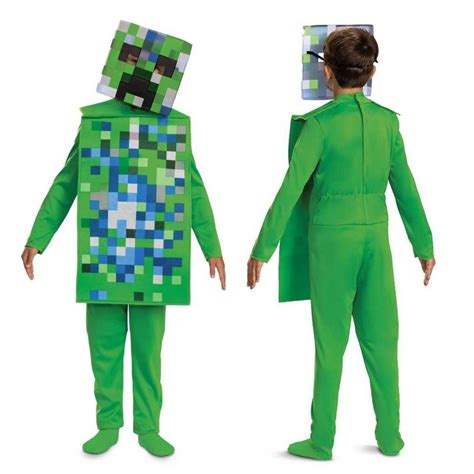 Kids Minecraft Charged Creeper Halloween Costume Jumpsuit ไซด์ 7 8 ปี