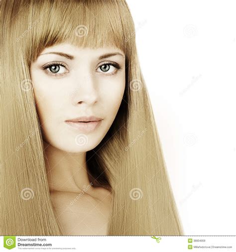 Beautiful Blonde Woman With Long Hair And Makeup Stock Image Image Of