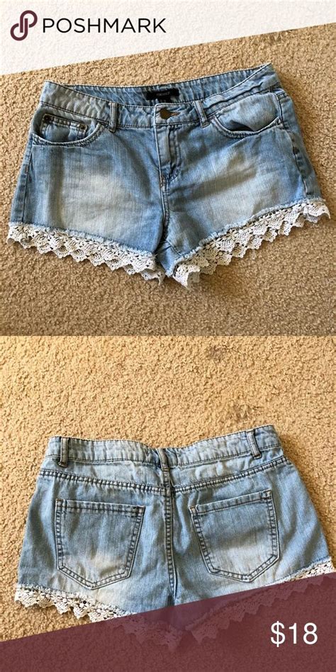 Crochet Trim Denim Shorts Denim Shorts Denim Details Crochet Trim