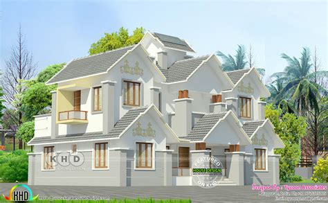 4 Bedroom Colonial Mix Roof Home Kerala Home Design And Floor Plans