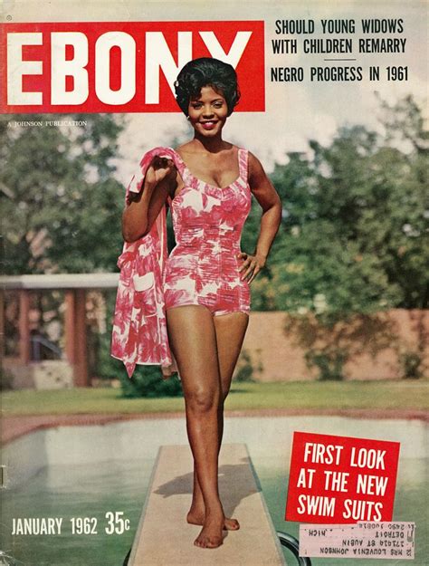 1962 ebony magazine cover model in hot pink floral 1 piece bathing suit and matching beach jacket