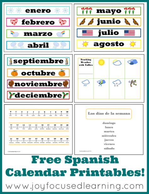 Free Spanish Calendar Time Printables