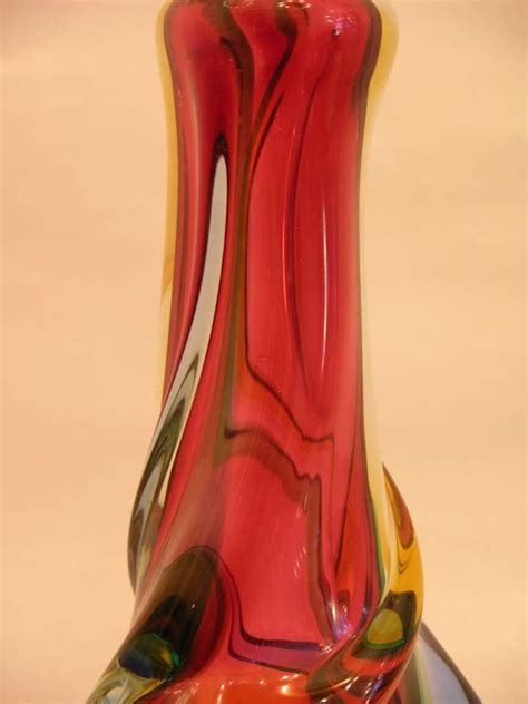1970s Sculptural Italian Red Vase In Sommerso Murano Glass For Sale At 1stdibs