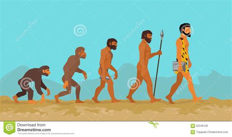 Concept Of Human Evolution From Ape To Man Stock Vector Image 62346128