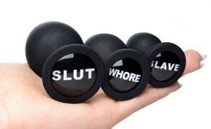 Dirty Words Anal Dilator Butt Plug Set Training Kit Slut Slave Whore