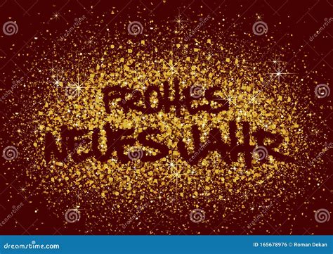 German Happy New Year Greeting With Gold Glitters Stock Vector
