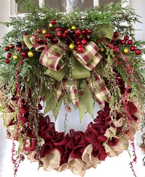 Beautiful Winter Burlap Wreath For Your Front Door Shop Motherslovelybuttons Wreaths