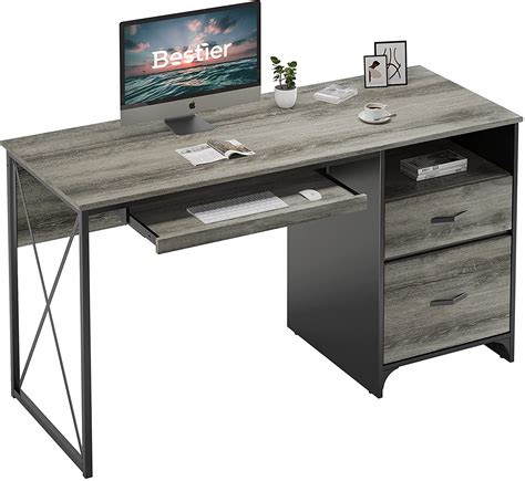Home Office Desks Erommy Industrial Computer Desk With Storage Shelves