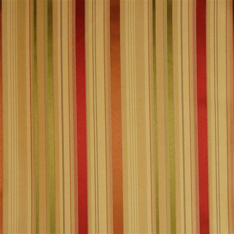 Harvest Gold And Red Stripe Faux Silk Upholstery Fabric By The Yard G3622