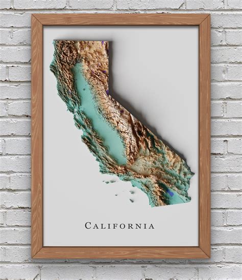 California Relief Map Printable Decor Etsy Uk