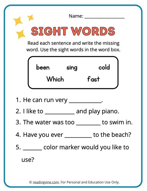 Second Grade Sight Words Worksheets Worksheets For Kindergarten