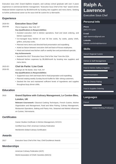 Sous Chef Resume Sample Guide And 20 Examples