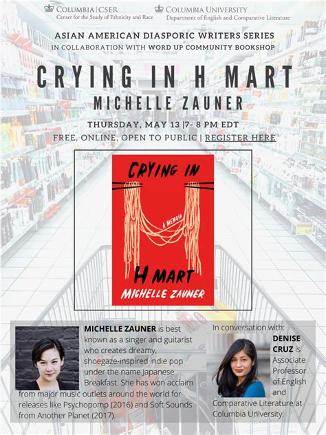 Asian American Diasporic Writers Series Crying In H Mart By Michelle Zauner Cser