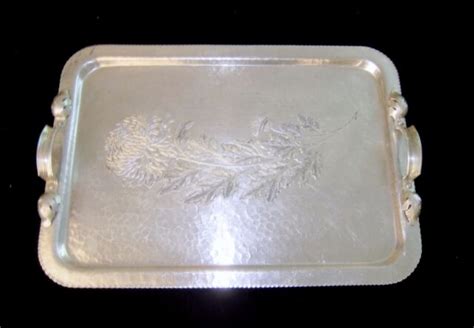 continental mark hand wrought wild rose flower aluminum tray silverlook 1023 ebay