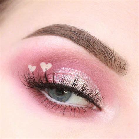 Aesthetic Pink With Two Hearts Makeup Look On We Heart It