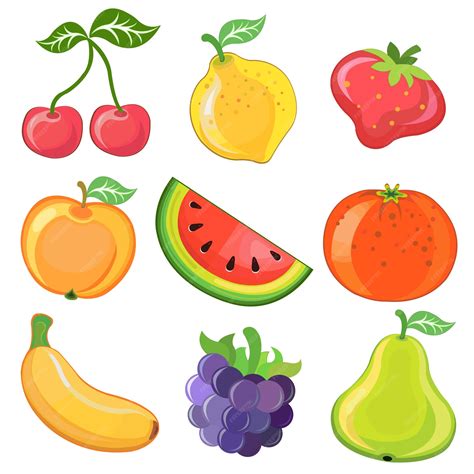 Illustration Vectorielle De Fruits De Dessin Animé Juteux Vecteur Premium