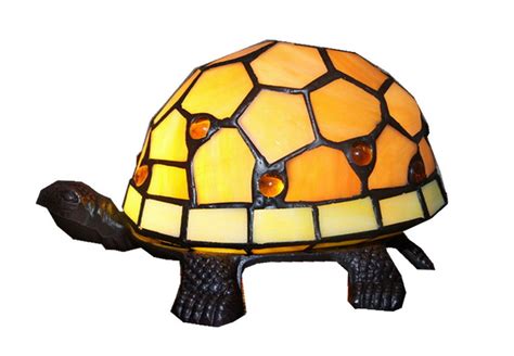 Amber Turtle Tiffany Leadlight Art Deco Stained Glass Accent Lamp
