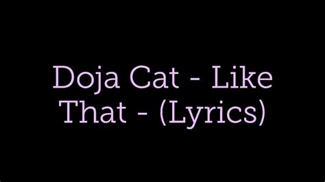 Doja Cat Like That Lyrics Lyric Video English Youtube
