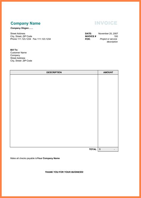 Printable Billing Invoice