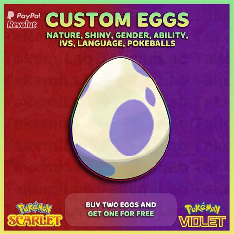 Shiny Custom Eggs 6ivs Pokemon Scarlet And Violet Etsy