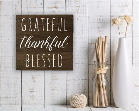 Grateful Sign Wall Decor With Thankful Blessed By Elegant Signs â