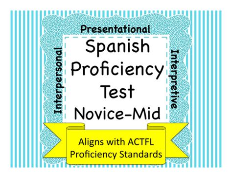 Spanish Proficiency Or Placement Test Novice Mid Teaching Resources