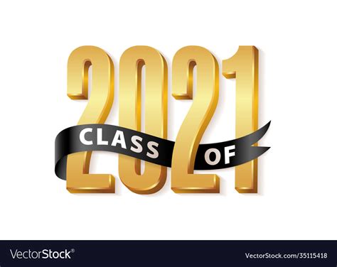 Graduation stock photos and images. Class 2021 gold lettering graduation 3d logo Vector Image