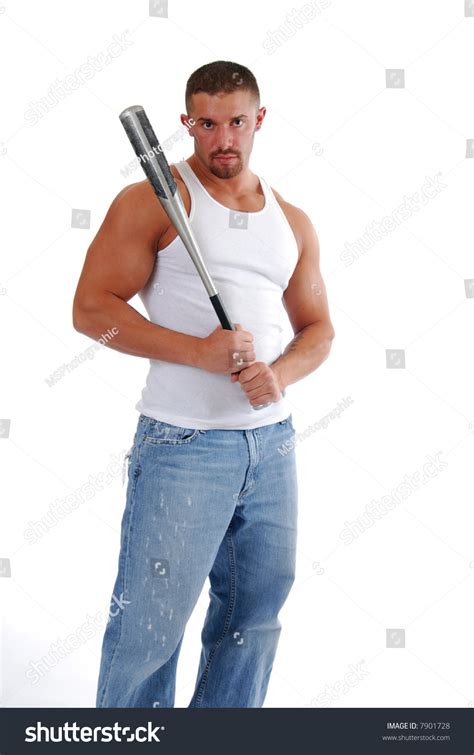 Muscular Man Holding Baseball Bat Stock Photo 7901728 Shutterstock