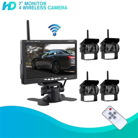 Waterproof Ir Night Wireless Vision 4 Backup Cameras With 7 Lcd Color