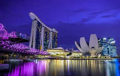 Singapur Singapore Night Wallpapers Lights Desktop Hotel