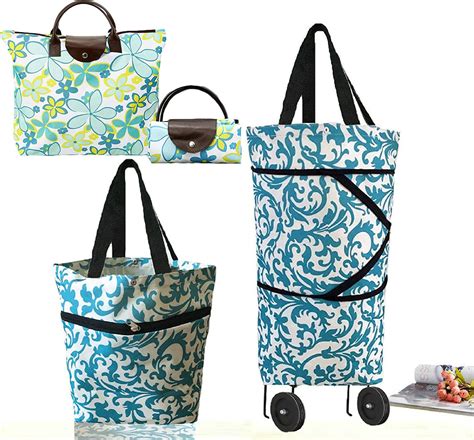 Buy Foldable Shopping Bag With Wheels Collapsible Shopping Cart