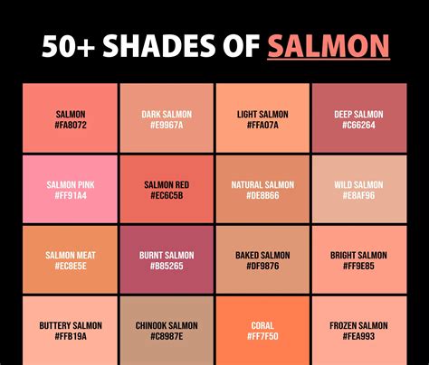 50 Shades Of Salmon Color Names Hex Rgb And Cmyk Codes