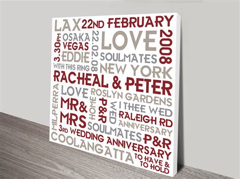 Personalised Canvas Word Art And Wedding Wall Art T Ideas