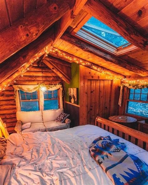Cozy Cabin Bedroom With A Skylight For Stargazing R Cozy