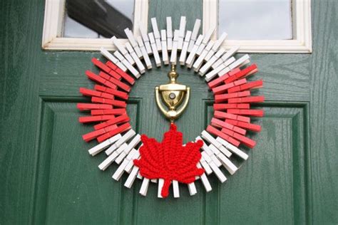 Canada Day Wreath Wreaths Maple Leaf Wreath Red And White Clothespin