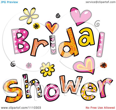 Clipart Colorful Sketched Bridal Shower Text 1 Royalty Free Vector