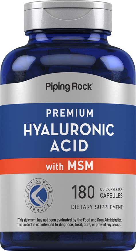 Hyaluronic Acid With Msm 180 Quick Release Capsules Pipingrock