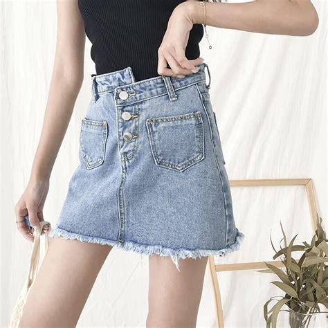 Hzirip Denim Skirt Women 2018 Summer Solid Blue High Waist Short Skirt Fashion Sexy High Quality