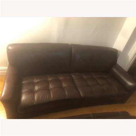 Broyhill Dark Brown Leather Sofa Aptdeco