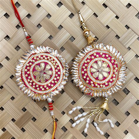 Traditional Floral Design Bhaiya Bhabhi Rakhi Set Buy Online Bhaiya