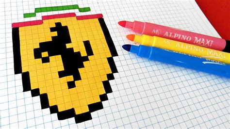 Handmade Pixel Art How To Draw Ferrari Logo Pixelart Youtube