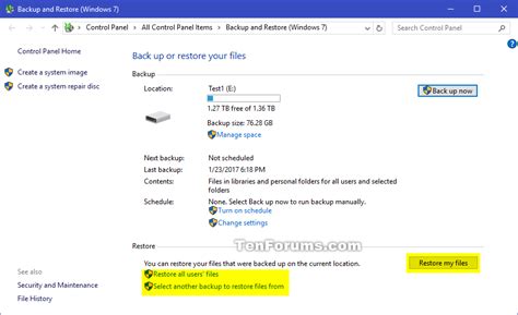Windows Backup Restore Files In Windows 10 Windows 10 Tutorials