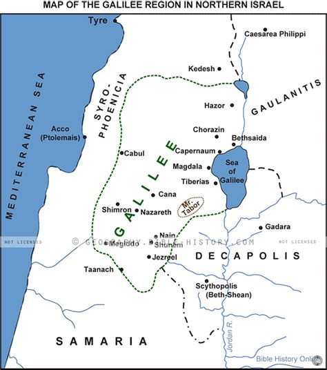 Galilee Region In New Testament Israel Basic Map Dpi Year