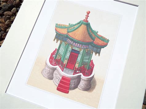 Chinoiserie Pagoda Architectural Drawing 9 Archival Quality Etsy