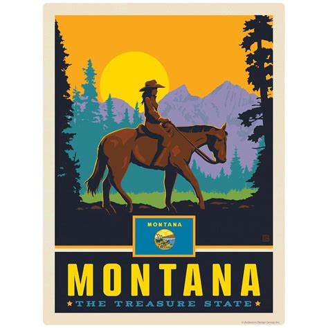 Montana Treasure State Vinyl Sticker Retro Planet