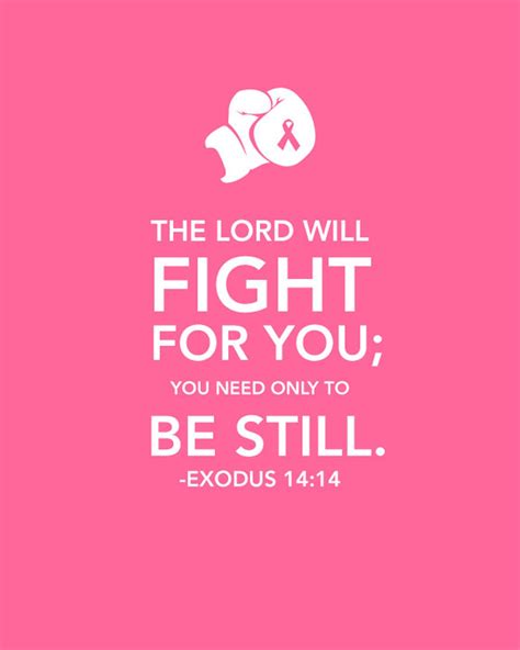 Printable Breast Cancer Awareness Bible Verse Sign Exodus Let The Lord Fight For You