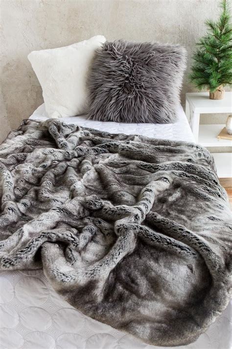 Chinchilla Faux Fur Blanket Faux Fur Bedding Faux Fur Blanket Fur